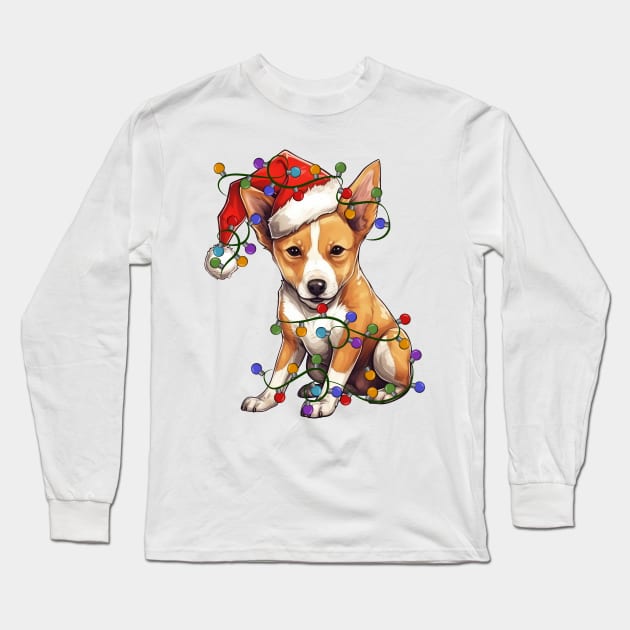 Christmas Puppy Long Sleeve T-Shirt by Chromatic Fusion Studio